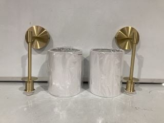 2 X SATIN BRASS WALL LIGHTS