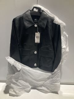 ITEMS TO INCLUDE DESIGNER MNG BLACK FAUX LEATHER JACKET SIZE M