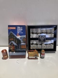 BOX OF ITEMS TO INCLUDE CHRISTMAS DECOR AND LED LIGHTING