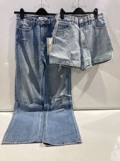 DESIGNER CLOTHING ITEMS TO INCLUDE MANGO JEANS COLLECTION STRAIGHT HIGH WAIST SHORTS SIZE 38