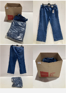 BOX OF CLOTHING ITEMS TO INCLUDE WIDE LEG DENIM JEANS SIZE 22 RRP £120