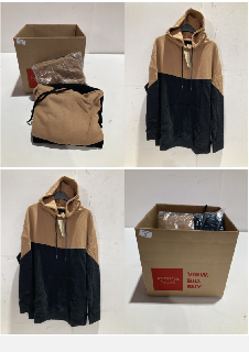 BOX OF CLOTHING ITEMS TO INCLUDE VERY BLACK/BROWN HOODIE SIZE 14 RRP £200