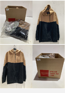 BOX OF CLOTHING ITEMS TO INCLUDE VERY BLACK/BROWN HOODIE SIZE 14 RRP £250