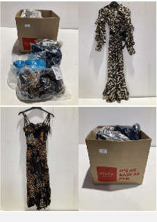 BOX OF CLOTHING ITEMS TO INCLUDE NA-KD SMOCKED PEPLUM BLOUSE FLORAL SIZE M RRP £260