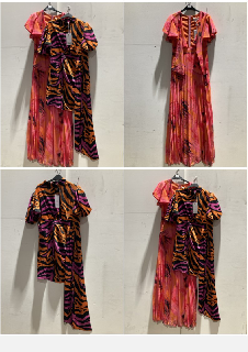 FOREVER UNIQUE ABSTRACT PRINT MAXI DRESS WITH PLEATED SKIRT SIZE 14 + FOREVER UNIQUE PUFF SLEEVE MIDI DRESS WITH DRAPE DETAIL SIZE 16 RRP £170