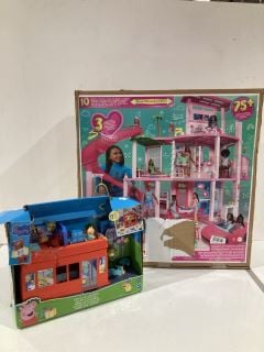 ITEMS TO INCLUDE PEPPA PIG PLAY SET AND BARBIE DOLL HOUSE