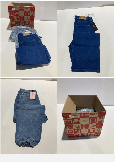 BOX OF CLOTHING ITEMS TO INCLUDE NA-KD STRAIGHT LEG HIGH WAIST JEANS SIZE 8