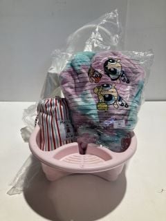 POWERPUFF GIRLS PJ TOP WITH HOOD SIZE M/L + WHITE POTTY + KIDS HOME SINGLE DUVET + SPLISH SPLASH BABY BATH + MERINO KIDS BABY SLEEPSUIT