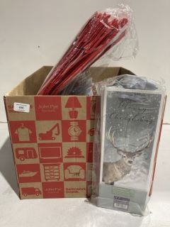 BOX OF CHRISTMAS ITEMS TO INCLUDE CARD MAKING KITS LABELS AND GIFT BAGS