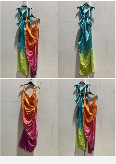 FOREVER UNIQUE OMBRE SATIN MAXI DRESS WITH TWIST FRONT CYAN/BLUE SIZE 10 + FOREVER UNIQUE OMBRE MIDI DRESS WITH DRAPED SKIRT ORANGE/PINK SIZE 16 RRP £140