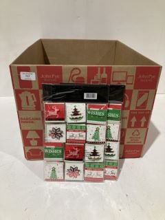 BOX OF CHRISTMAS ITEMS TO INCLUDE CARD MAKING KITS LABELS AND GIFT BAGS