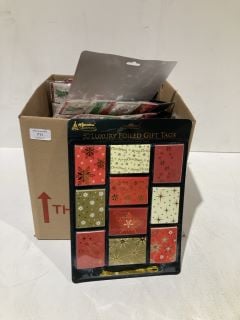 BOX OF CHRISTMAS ITEMS TO INCLUDE CARD MAKING KITS LABELS AND GIFT BAGS