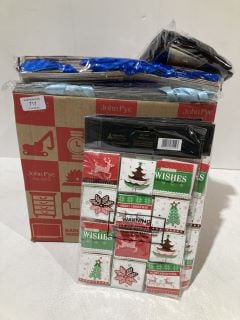 BOX OF CHRISTMAS ITEMS TO INCLUDE CARD MAKING KITS LABELS AND GIFT BAGS