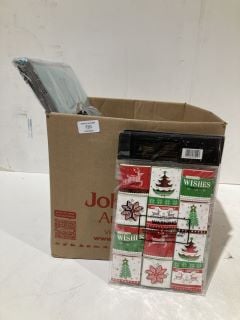 BOX OF CHRISTMAS ITEMS TO INCLUDE CARD MAKING KITS LABELS AND GIFT BAGS