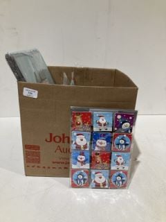 BOX OF CHRISTMAS ITEMS TO INCLUDE CARD MAKING KITS LABELS AND GIFT BAGS