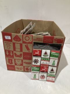 BOX OF CHRISTMAS ITEMS TO INCLUDE CARD MAKING KITS LABELS AND GIFT BAGS