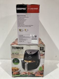 ITEMS TO INCLUDE TOWER 4.3 LITRE AIR FRYER  AND GEEPAS 2 IN 1 MIXER GRINDER