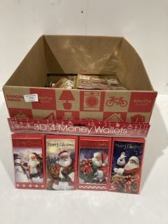 BOX OF CHRISTMAS ITEMS TO INCLUDE CARD MAKING KITS LABELS AND GIFT BAGS