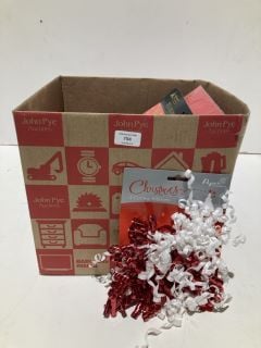 BOX OF CHRISTMAS ITEMS TO INCLUDE CARD MAKING KITS LABELS AND GIFT BAGS