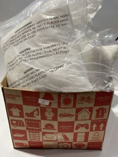 BOX OF ITEMS TO INCLUDE WHITE PLAIN PILLOW