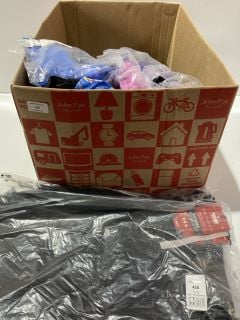 BOX OF CLOTHING ITEMS TO INCLUDE PRIMARK CHRISTMAS SHIRT SIZE L