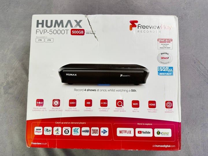 Humax Fvp-5000T (500Gb) Freeview Recorder. (With Box & Accessories)  [JPTN42138]     (VAT ONLY PAYABLE ON BUYERS PREMIUM) (BAAP186)