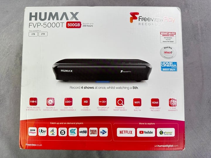 Humax Fvp-5000T (500Gb) Freeview Recorder. (With Box & Accessories)  [JPTN42139]     (VAT ONLY PAYABLE ON BUYERS PREMIUM) (BAAP186)