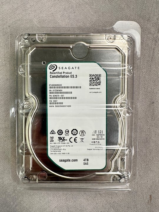 Seagate Conststallation Es.3 (4Tb) Sas Hard Drive.  [JPTN42143]  (VAT ONLY PAYABLE ON BUYERS PREMIUM) (BAAP337)