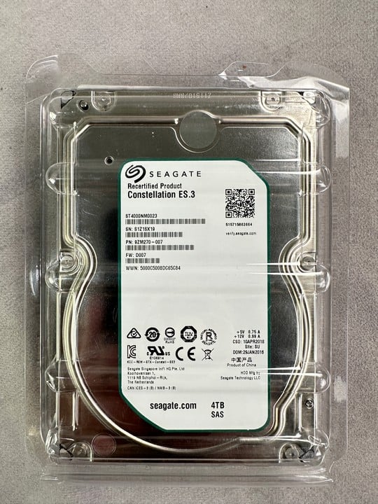 Seagate Conststallation Es.3 (4Tb) Sas Hard Drive.  [JPTN42144]  (VAT ONLY PAYABLE ON BUYERS PREMIUM) (BAAP337)