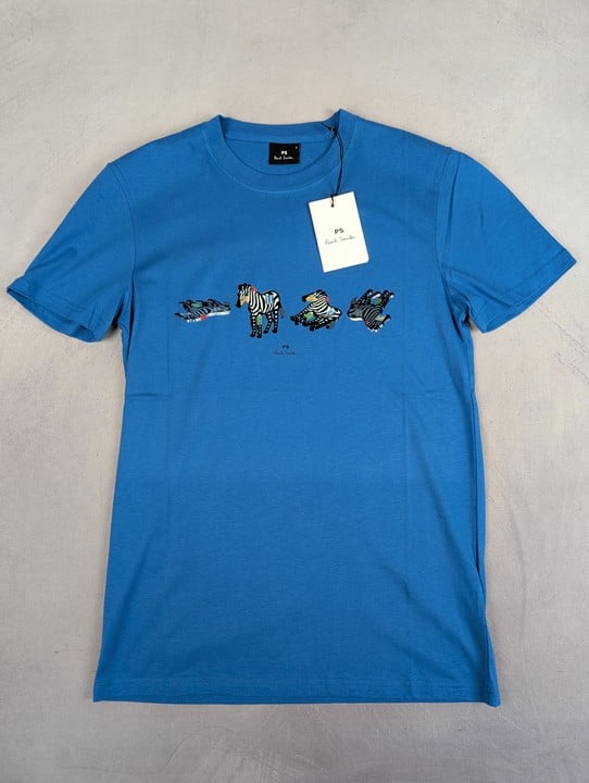 Paul Smith Men'S Slim Fit Ss Tshirt 4 Zebras. Size: S, Made From: 100 Organic Cotton. Rrp: £65