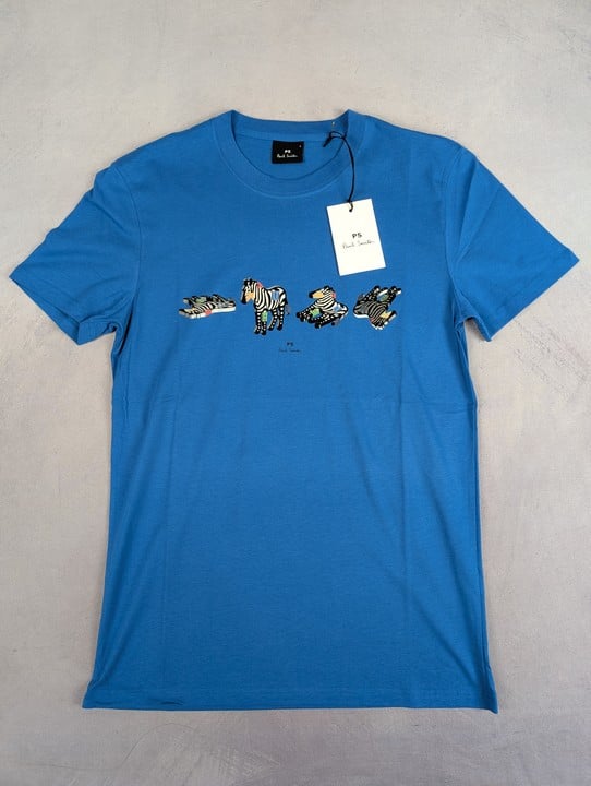 Paul Smith Men'S Slim Fit Ss Tshirt 4 Zebras. Size: S, Made From: 100 Organic Cotton. Rrp: £65