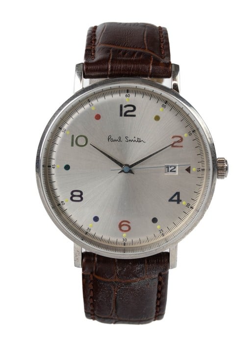 Paul Smith Quartz Watch, Model: PS0060002 Silver Dial Stainless Steel Case with Brown Leather Strap. Brief Condition Report: Signs of Wear (Not Currently Running) (VAT Only Payable on Buyers Premium)