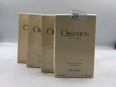 4 X CALVIN KLEIN OBSESSION FOR MEN EDT 125ML.: LOCATION - A RACK