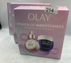 3 X OLAY SKIN CARE GIFT SET: SUPER SERUM, VITAMIN C SERUM FOR FACE, WITH NIACINAMIDE, COLLAGEN PEPTIDE 30ML + RETINOL 24 NIGHT CREAM FACE MOISTURISER 50ML.: LOCATION - A RACK