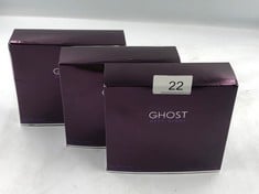 3 X DEEP NIGHT BY GHOST EAU DE TOILETTE SPRAY 75ML.: LOCATION - A RACK