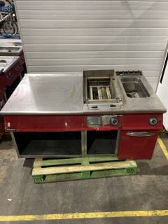 CATERTEAM FREE STANDING GRILL AND DEEP FRYER WORK SURFACE