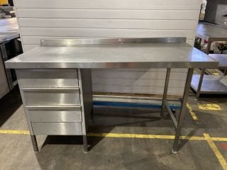 STAINLESS STEEL THREE DRAW KITCHEN WORK SURFACE