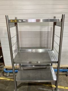 STAINLESS STEEL FOUR WHEELED FIVE HIGH SHELVES UNIT