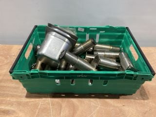 QTY OF ASSORTED METAL KITCHEN LEGS TO INCLUDE TWO STAINLESS STEEL FOOD CONTAINERS