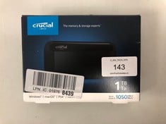 CRUCIAL 1 TB SSD LAPTOP HARD DRIVE (ORIGINAL RRP - €151.46) IN BLACK (BOX AND USB-C CABLE) [JPTZ8184