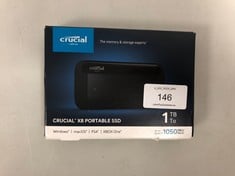 CRUCIAL 1 TB SSD LAPTOP HARD DRIVE (ORIGINAL RRP - €151.46) IN BLACK (BOX AND USB-C CABLE) [JPTZ8189]