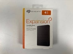 SEAGATE EXPANSION 4TB PORTABLE HARD DISK (ORIGINAL RRP - €139.00) IN BLACK: MODEL NO SRD0NF1 (WITH ENCLOSURE AND CONNECTION CABLE) [JPTZ8202]