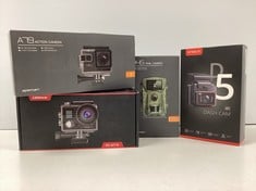 4 X SPORTS CAMERA BUNDLE INCLUDING KINGSLIM DASH CAM 4KI (ORIGINAL RRP - €251,95) IN BLACK. (WITH BOX. INCLUDES: APEMAN H45 TRAIL CAMERA + APEMAN A79 ACTION CAMERA + CAMPARK ACT76) [JPTZ8167]