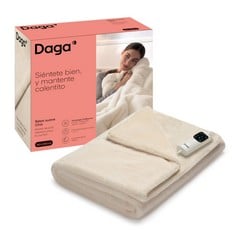 DAGA CHIC SOFT RELAX SOFA ELECTRIC HEATING BLANKET, INTELLISENSE HEATING TECHNOLOGY, CHIC SOFT PILE AND VELVET EFFECT FABRIC, 6 TEMPERATURE LEVELS, 160 X 120 CM- (RRP 129,99€) LOCATION 7A.