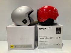 2 X HELMETS VARIOUS MODELS INCLUDING ONE SKI HELMET POC BRAND GREY COLOUR SIZE XS AND ONE BICYCLE HELMET UVEX BRAND RED COLOUR SIZE XS - LOCATION 31A.