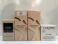 3 X GIORGIO ARMANI WOMEN'S COLOGNE AND CAROLINA HERRERA MEN'S COLOGNE AND 1 X LANCÔME PARIS CREAM - LOCATION 39A.