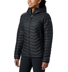 COLUMBIA POWDER LITE HOODED HOODED JACKET FOR WOMEN, BLACK, SIZE L - LOCATION 9B.