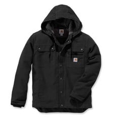 CARHARTT, MEN'S, UTILITY JACKET IN COTTON CANVAS WITH WORN EFFECT, TEDDY LINING, SLIGHTLY LOOSE FIT, BLACK, XXL - LOCATION 29B.