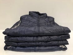 4 X ONE-SIZE-FITS-ALL NAVY BLUE HEATED WAISTCOATS, 3 ADJUSTABLE TEMPERATURES (EXTERNAL BATTERY NOT INCLUDED) - LOCATION 49B.