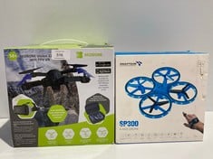 2 X DRONES VARIOUS MAKES AND MODELS INCLUDING SNAPTAIN DRONE MODEL SP300- LOCATION 10B.